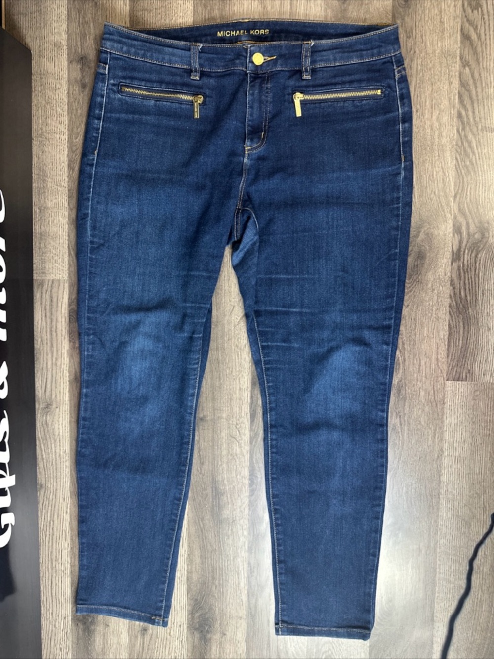 Michael Kors Dark Blue Zip-Accent Jeggings